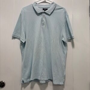 Galeries Lafayette Mens XL Light Blue Cotton Pique Short Sleeve Polo Shirt
